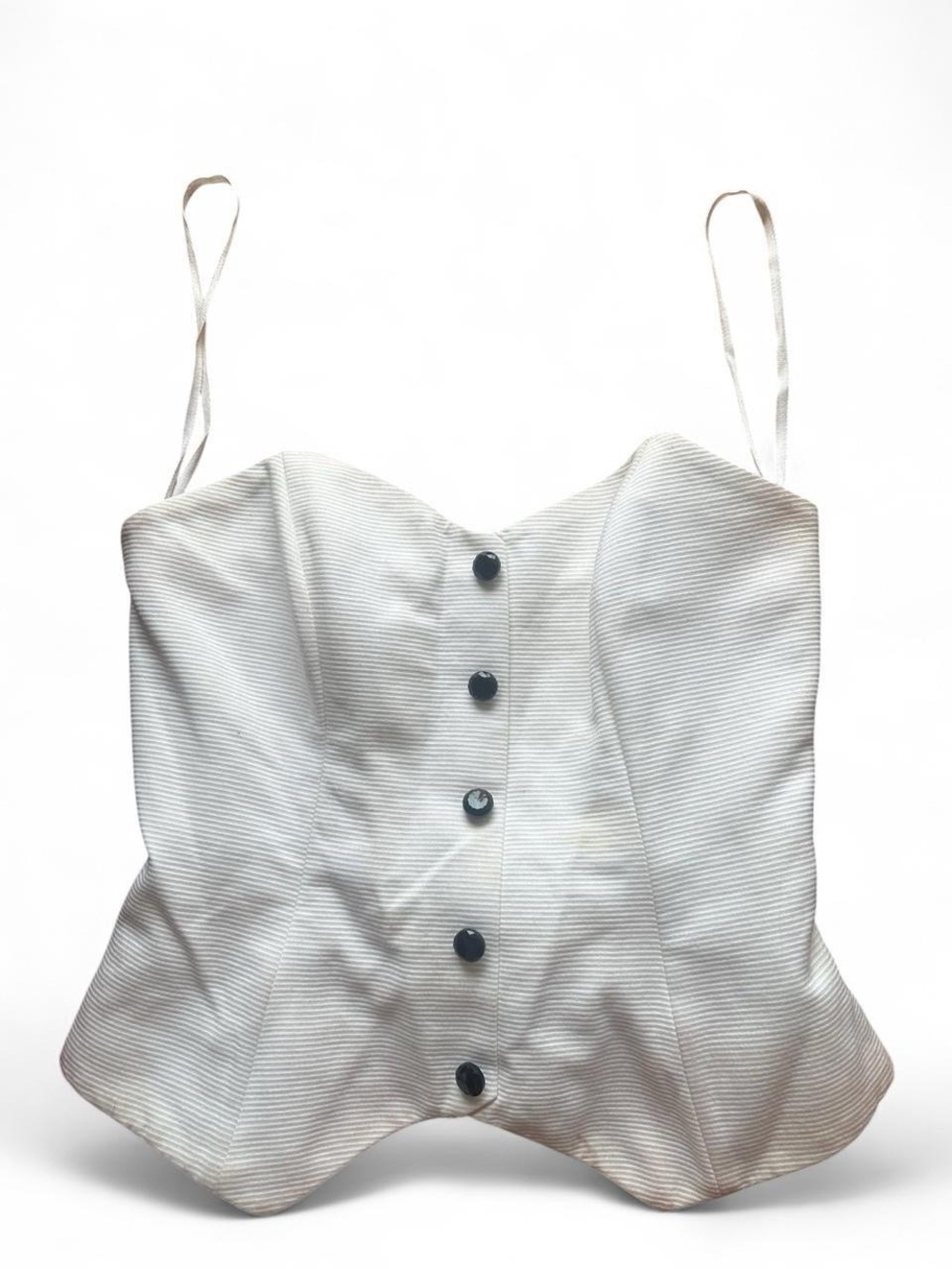 Vintage Christian Dior white corset bustier top with black buttons. Size 2 - Picture 7 of 8